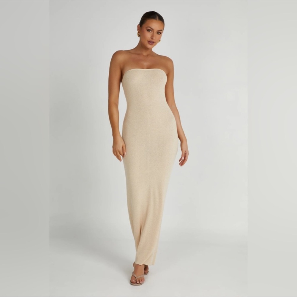 Meshki Cream Strapless Maxi Dress